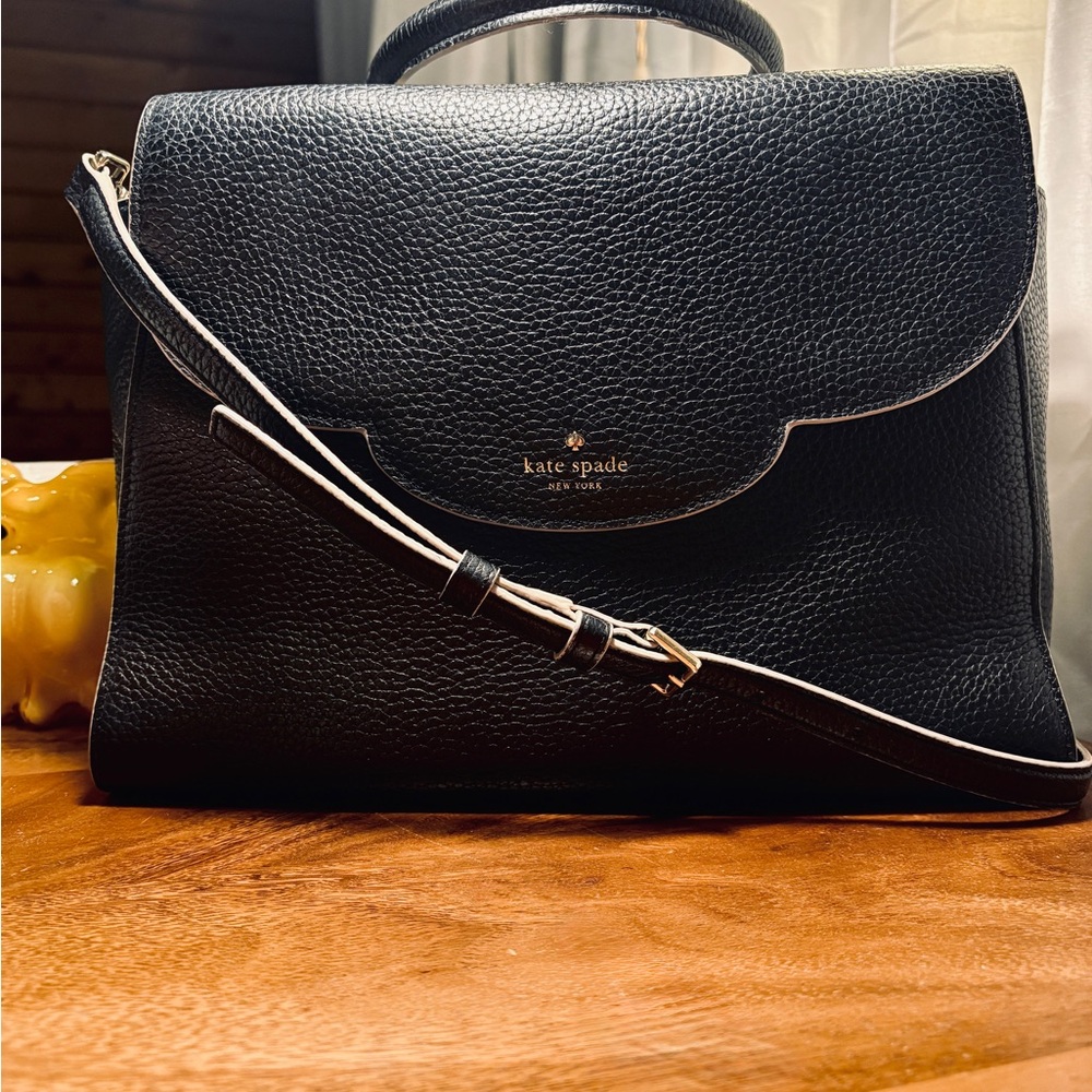 Kate Spade Black Pebbled Leather Top Handle Satchel Makayla Leewood Place - Picture 3 of 11